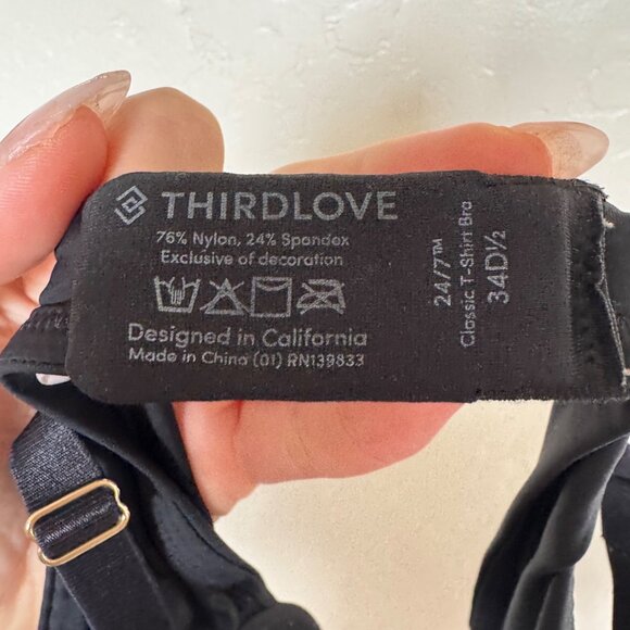 Thirdlove Black 24/7 Classic T-Shirt Bra 34D 1/2 Adjustable Straps - Picture 4 of 4